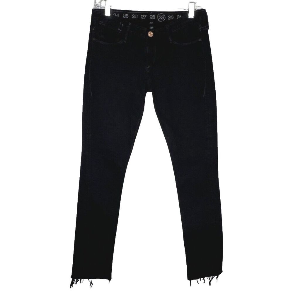 Earnest Sewn Jeans Womens 6 29" Black Skinny‎ Frayed Raw Hems Casual Punk Grunge